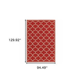 8' X 11' Red and Ivory Indoor Outdoor Area Rug - Homeroots - Flyclothing LLC