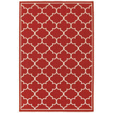 8' X 11' Red and Ivory Indoor Outdoor Area Rug - Homeroots - Flyclothing LLC