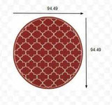8' X 8' Red and Ivory Round Indoor Outdoor Area Rug - Homeroots - Flyclothing LLC