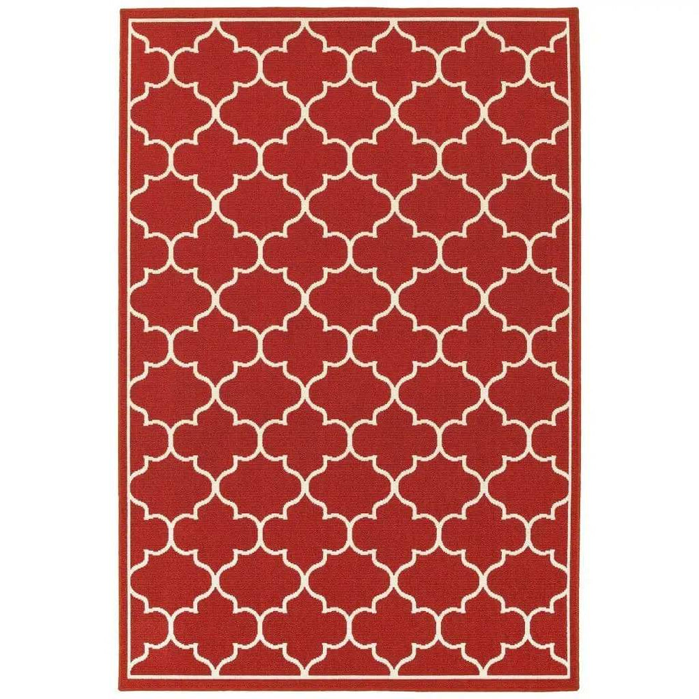 Red and Ivory Indoor Outdoor Area Rug - Homeroots - Flyclothing LLC