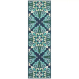 2' X 8' Blue and Green Indoor Outdoor Area Rug - Homeroots - Flyclothing LLC
