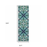 2' X 8' Blue and Green Indoor Outdoor Area Rug - Homeroots - Flyclothing LLC