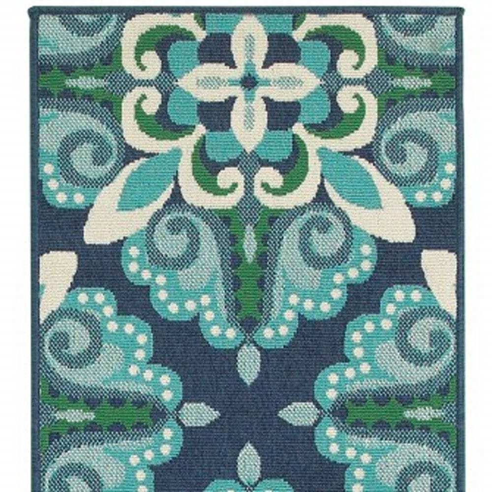 2' X 8' Blue and Green Indoor Outdoor Area Rug - Homeroots - Flyclothing LLC