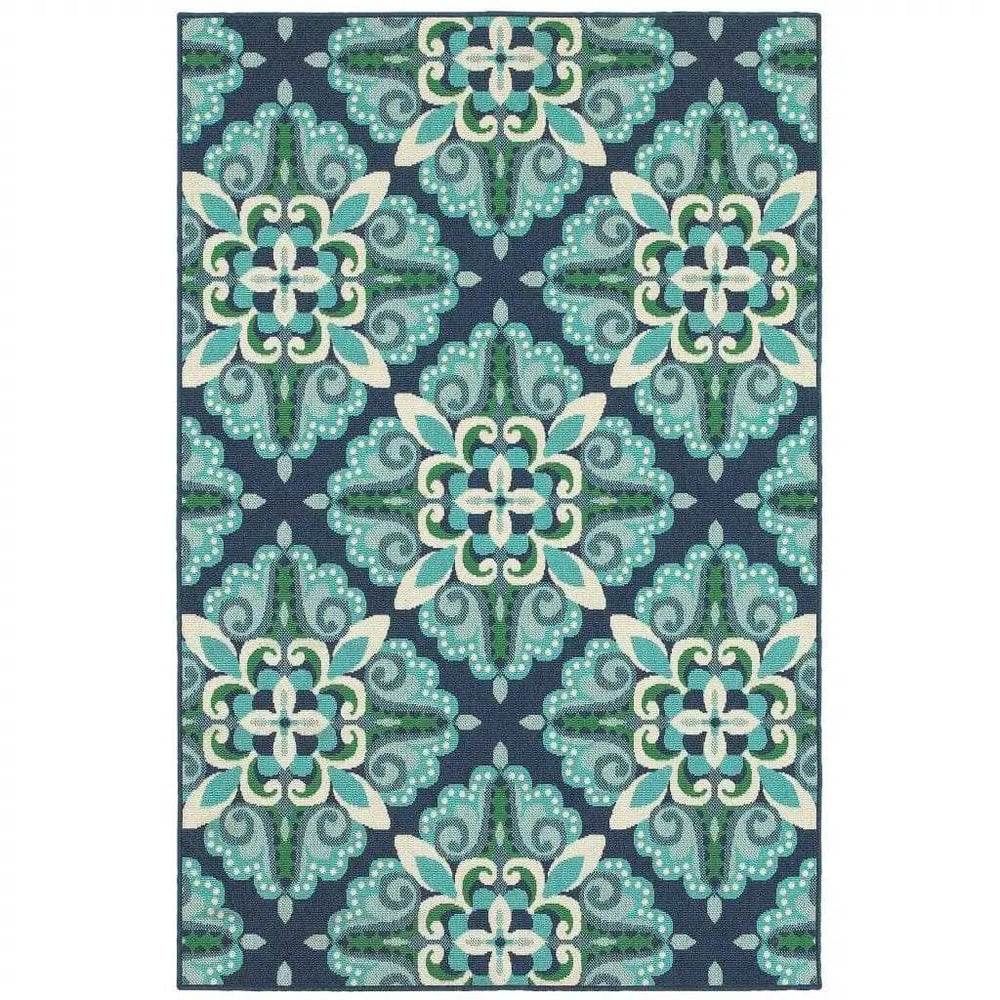4' X 6' Blue and Green Indoor Outdoor Area Rug - Homeroots - Flyclothing LLC