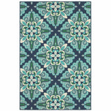 5' X 8' Blue and Green Indoor Outdoor Area Rug - Homeroots - Flyclothing LLC