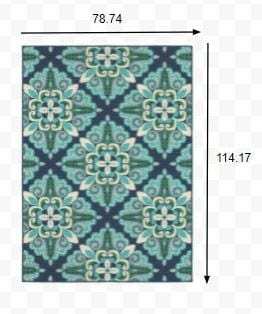 7' X 10' Blue and Green Indoor Outdoor Area Rug - Homeroots - Flyclothing LLC
