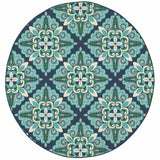 8' X 8' Blue and Green Round Indoor Outdoor Area Rug - Homeroots - Flyclothing LLC