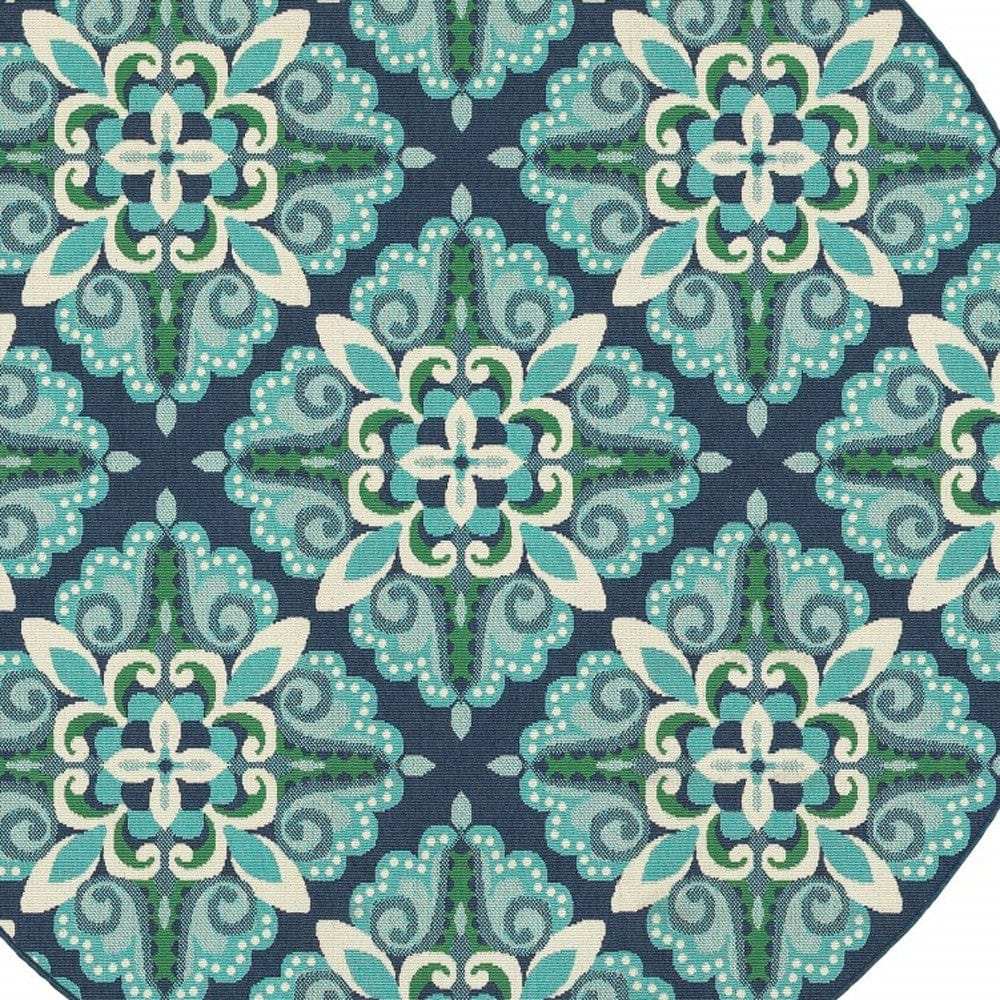 8' X 8' Blue and Green Round Indoor Outdoor Area Rug - Homeroots - Flyclothing LLC