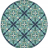 8' X 8' Blue and Green Round Indoor Outdoor Area Rug - Homeroots - Flyclothing LLC