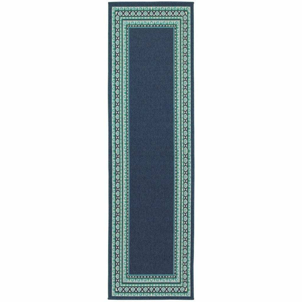 2' X 8' Blue and Green Indoor Outdoor Area Rug - Homeroots - Flyclothing LLC