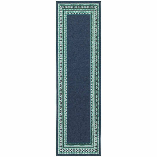 2' X 8' Blue and Green Indoor Outdoor Area Rug - Homeroots - Flyclothing LLC