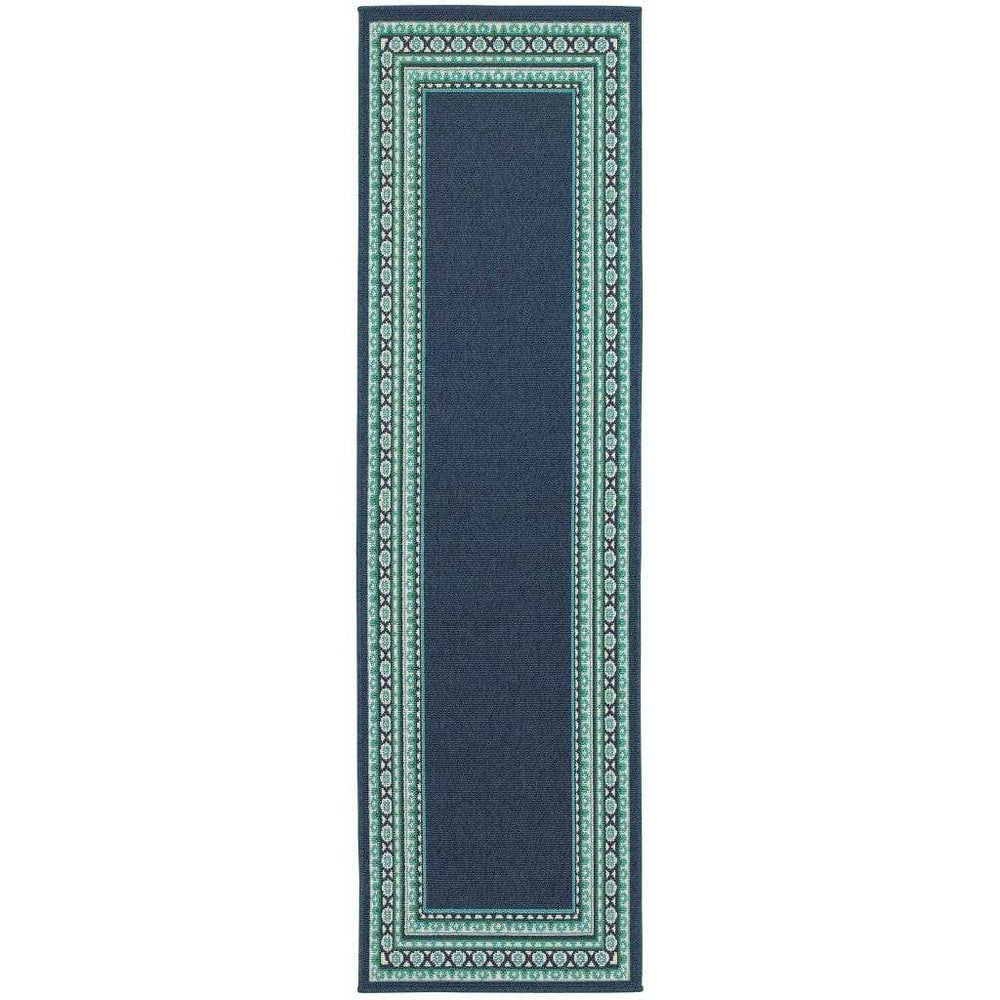 2' X 8' Blue and Green Indoor Outdoor Area Rug - Homeroots - Flyclothing LLC