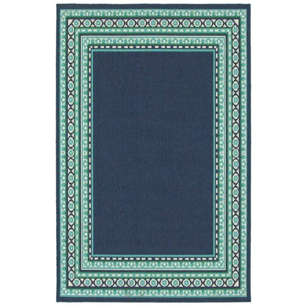 4' X 6' Blue and Green Indoor Outdoor Area Rug - Homeroots - Flyclothing LLC