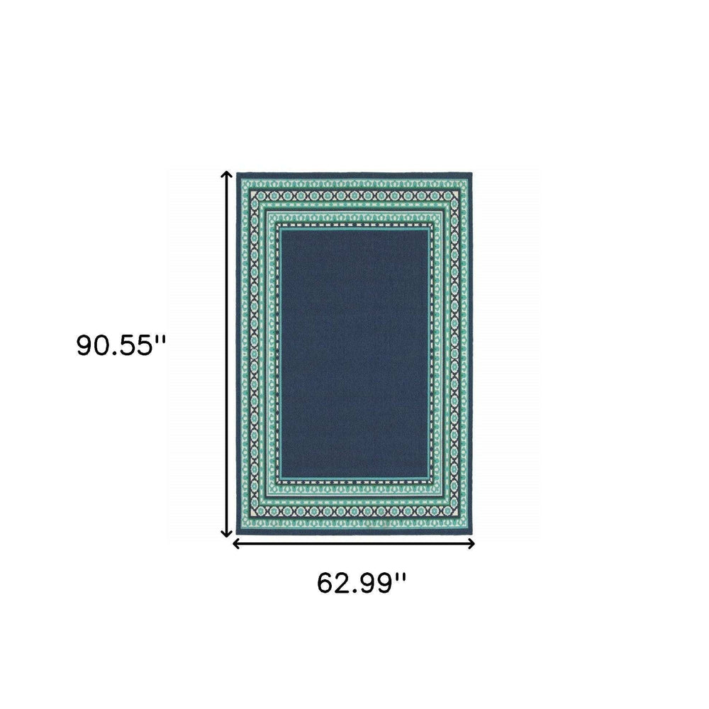 5' X 8' Blue and Green Indoor Outdoor Area Rug - Homeroots - Flyclothing LLC