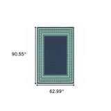 5' X 8' Blue and Green Indoor Outdoor Area Rug - Homeroots - Flyclothing LLC