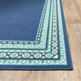 8' X 11' Blue and Green Indoor Outdoor Area Rug - Homeroots - Flyclothing LLC