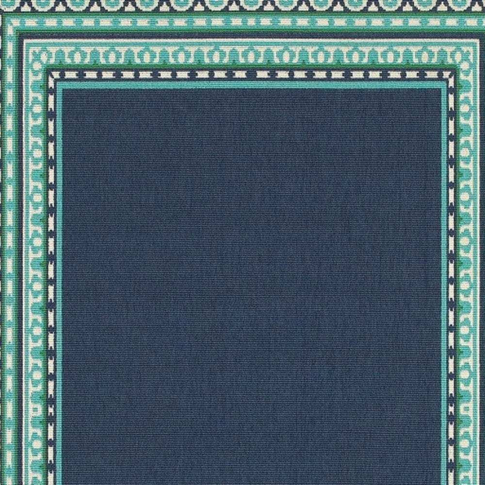 8' X 11' Blue and Green Indoor Outdoor Area Rug - Homeroots - Flyclothing LLC