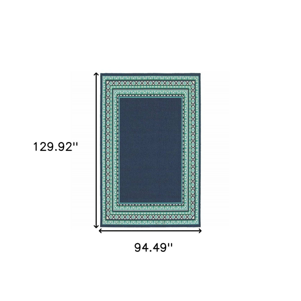 8' X 11' Blue and Green Indoor Outdoor Area Rug - Homeroots - Flyclothing LLC