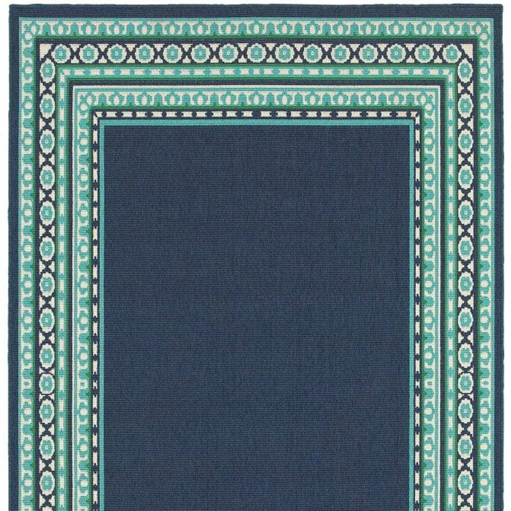 8' X 11' Blue and Green Indoor Outdoor Area Rug - Homeroots - Flyclothing LLC