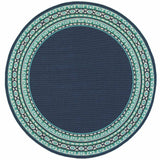 8' X 8' Blue and Green Round Indoor Outdoor Area Rug - Homeroots - Flyclothing LLC