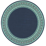 8' X 8' Blue and Green Round Indoor Outdoor Area Rug - Homeroots - Flyclothing LLC