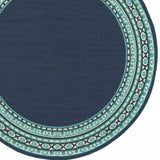8' X 8' Blue and Green Round Indoor Outdoor Area Rug - Homeroots - Flyclothing LLC