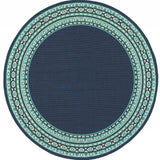 8' X 8' Blue and Green Round Indoor Outdoor Area Rug - Homeroots - Flyclothing LLC