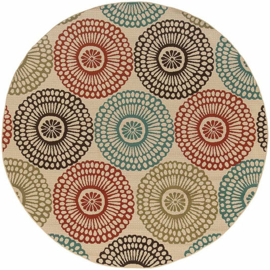 8' X 8' Beige Round Indoor Outdoor Area Rug - Homeroots - Flyclothing LLC