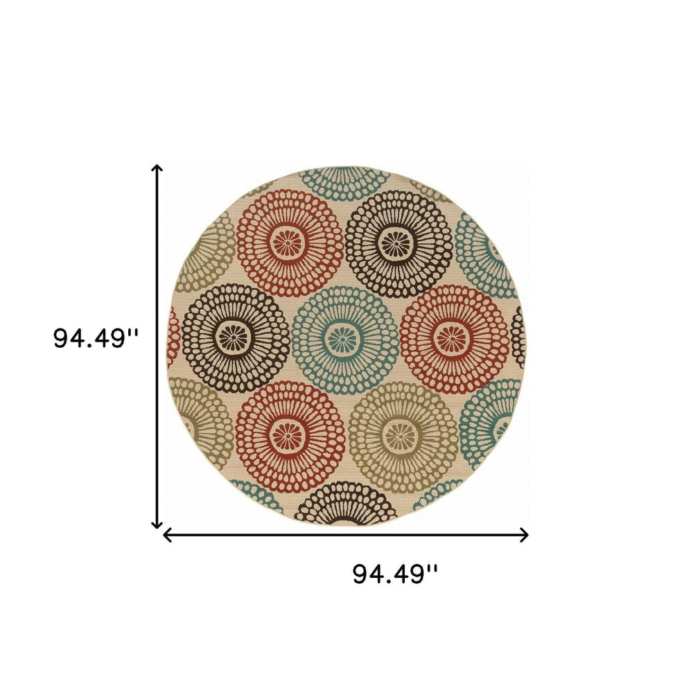 8' X 8' Beige Round Indoor Outdoor Area Rug - Homeroots - Flyclothing LLC