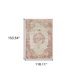 10' X 13' Ivory And Pink Medallion Area Rug - Homeroots - Flyclothing LLC