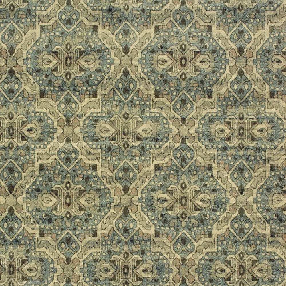 10' X 13' Ivory And Blue Geometric Area Rug - Homeroots - Flyclothing LLC