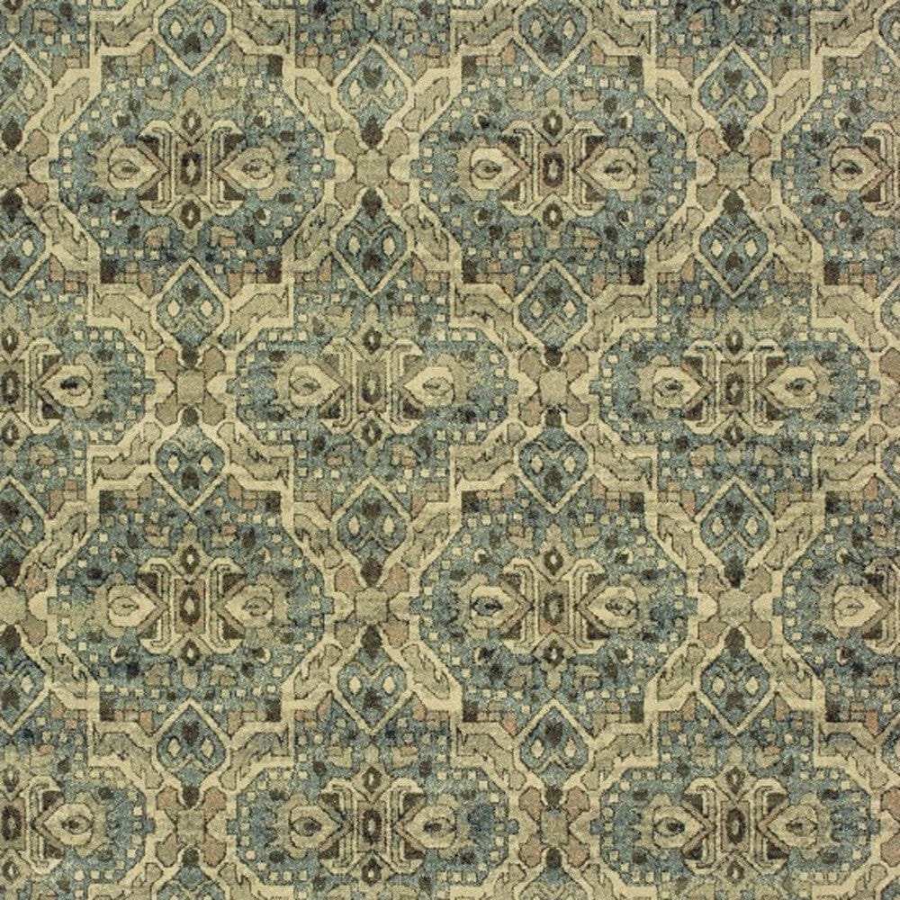 10' X 13' Ivory And Blue Geometric Area Rug - Homeroots - Flyclothing LLC
