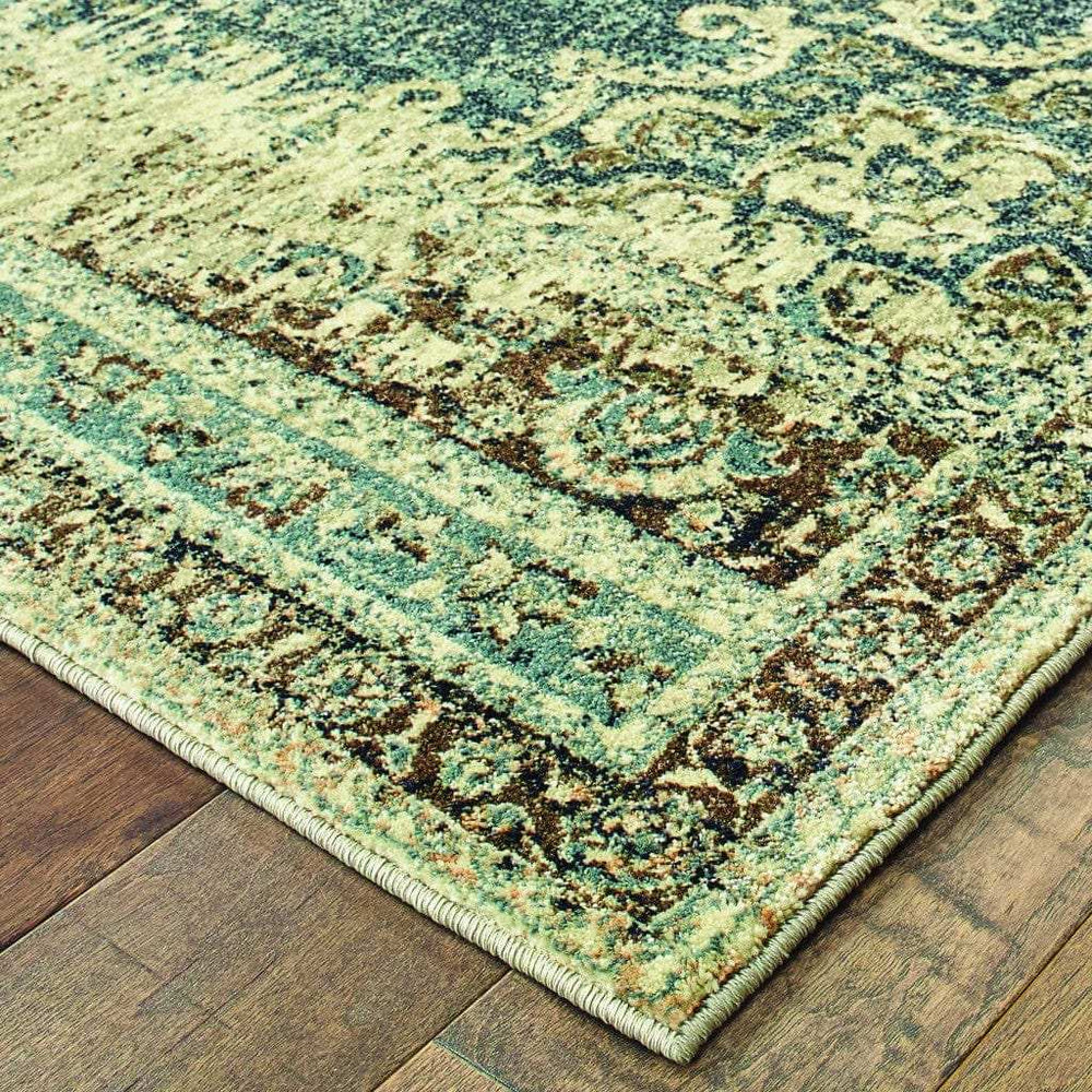 10' X 13' Blue And Ivory Medallion Area Rug - Homeroots - Flyclothing LLC