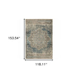 10' X 13' Blue And Ivory Medallion Area Rug - Homeroots - Flyclothing LLC