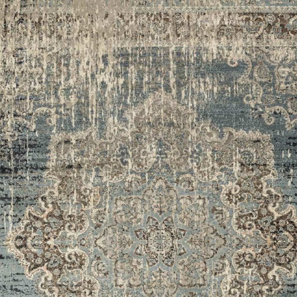 10' X 13' Blue And Ivory Medallion Area Rug - Homeroots - Flyclothing LLC