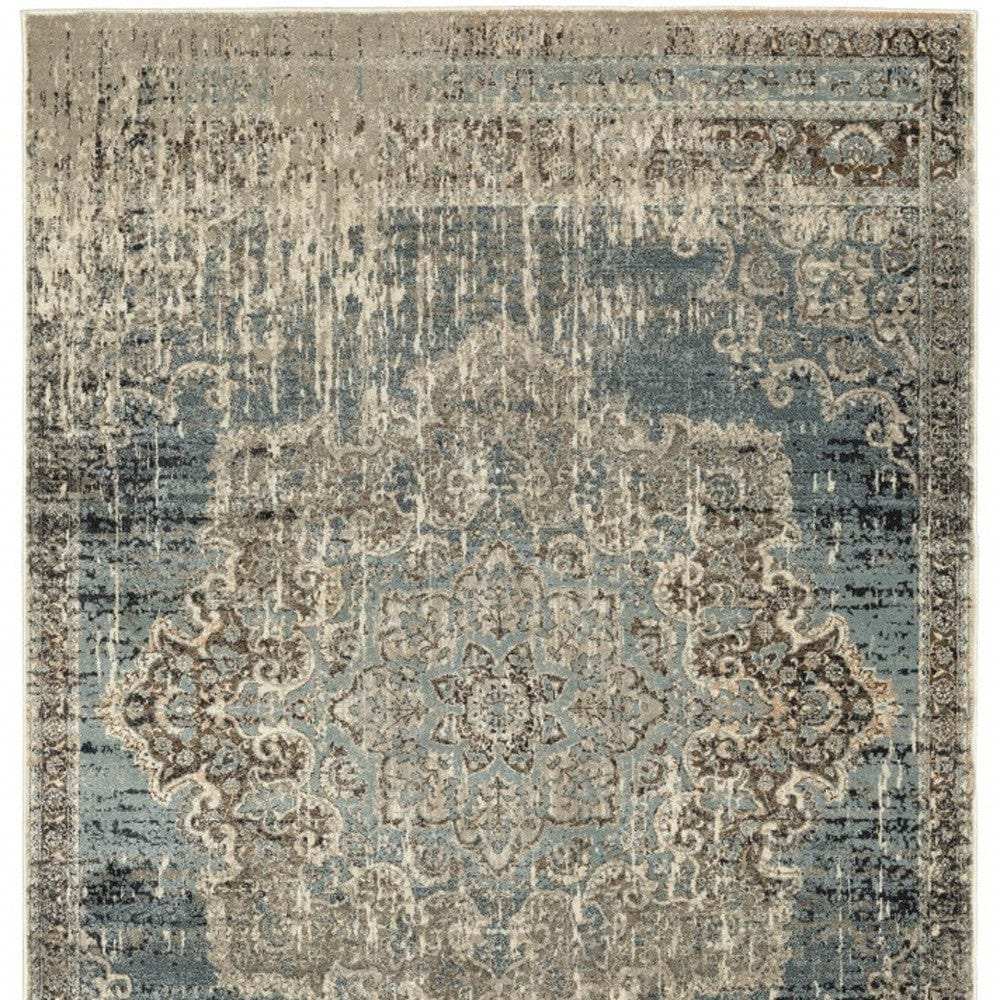 10' X 13' Blue And Ivory Medallion Area Rug - Homeroots - Flyclothing LLC