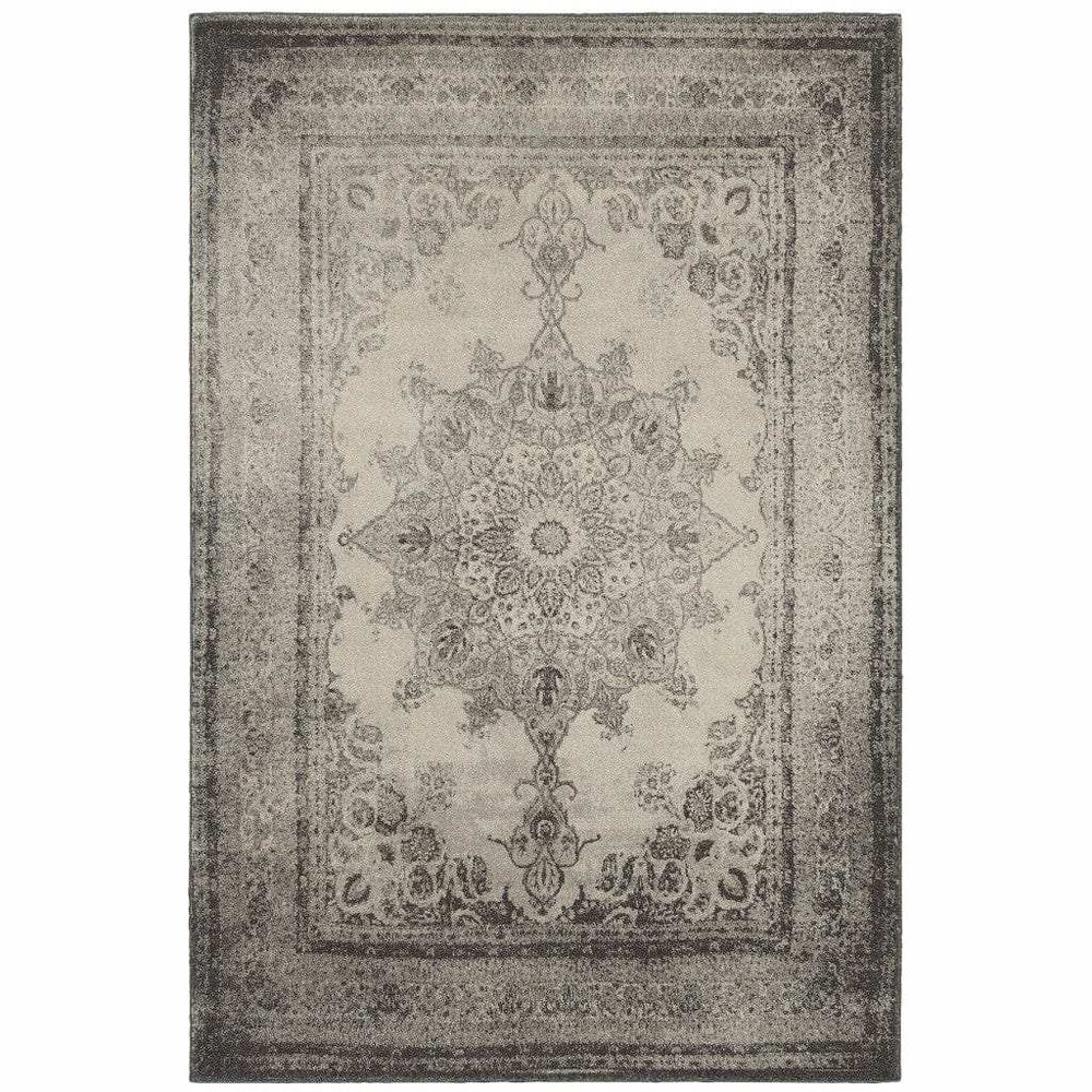 10' X 13' Ivory And Gray Pale Medallion Area Rug - Homeroots - Flyclothing LLC