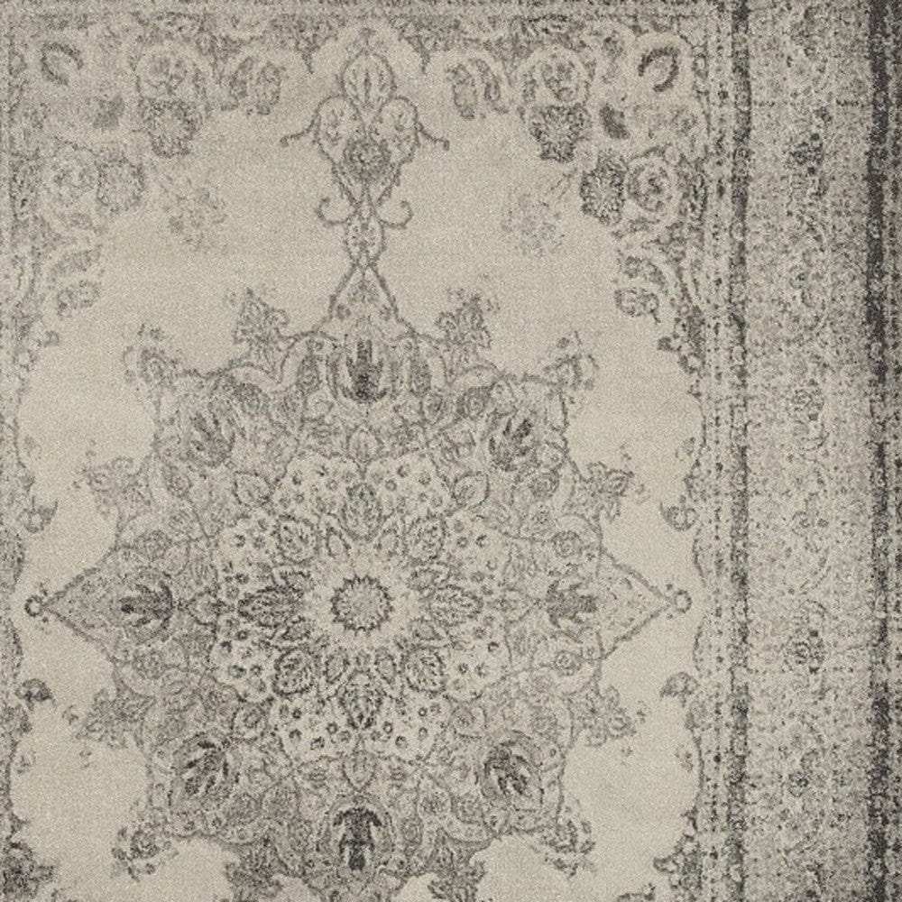 10' X 13' Ivory And Gray Pale Medallion Area Rug - Homeroots - Flyclothing LLC