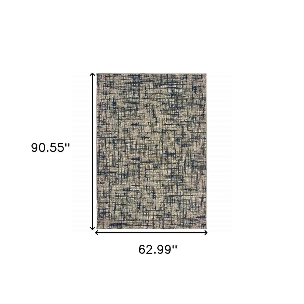 5' X 8' Gray And Navy Abstract Area Rug - Homeroots - Flyclothing LLC