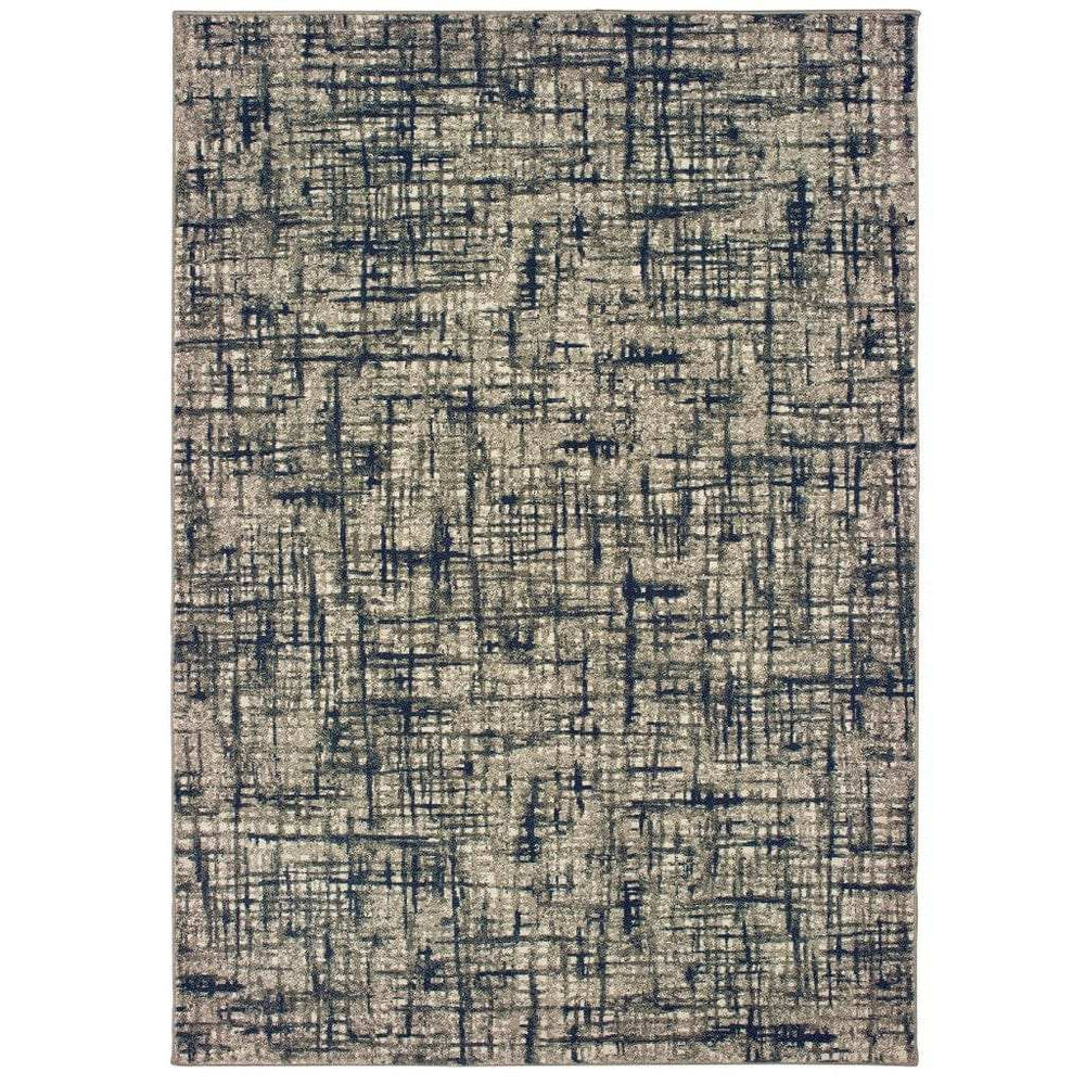 5' X 8' Gray And Navy Abstract Area Rug - Homeroots - Flyclothing LLC