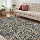 5' X 8' Gray And Navy Abstract Area Rug - Homeroots - Flyclothing LLC