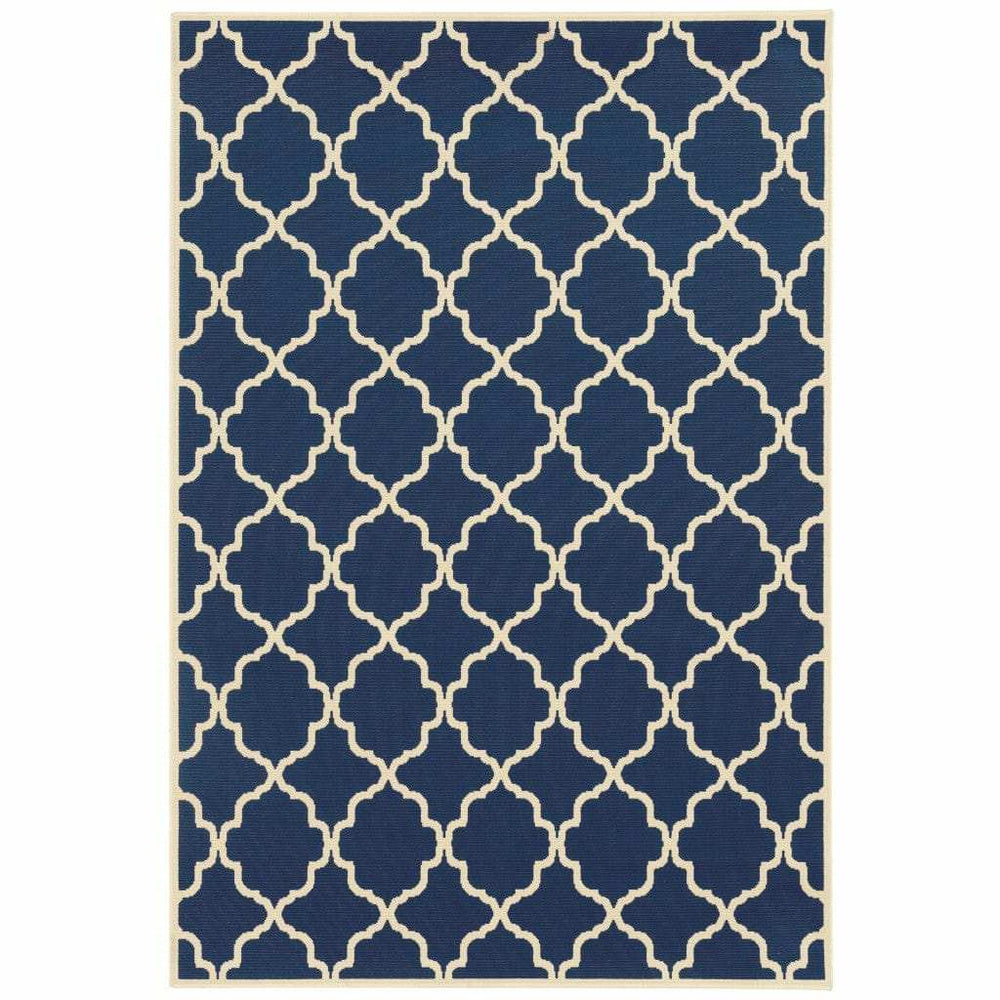 Blue and Ivory Indoor Outdoor Area Rug - Homeroots - Flyclothing LLC