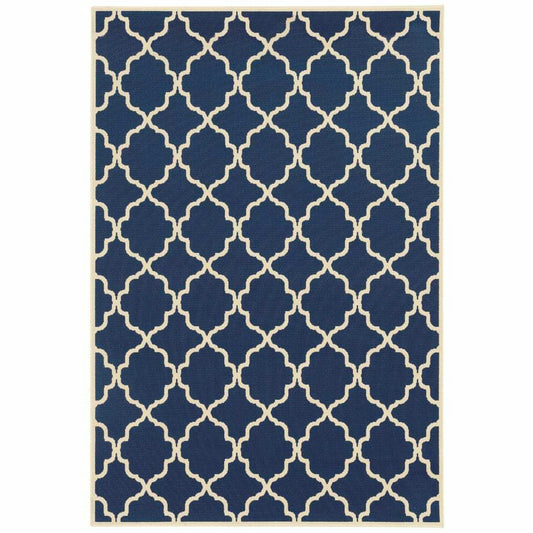 Blue and Ivory Indoor Outdoor Area Rug - Homeroots - Flyclothing LLC