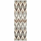 2' X 8' Gray And Taupe Ikat Pattern Runner Rug - Homeroots - Flyclothing LLC