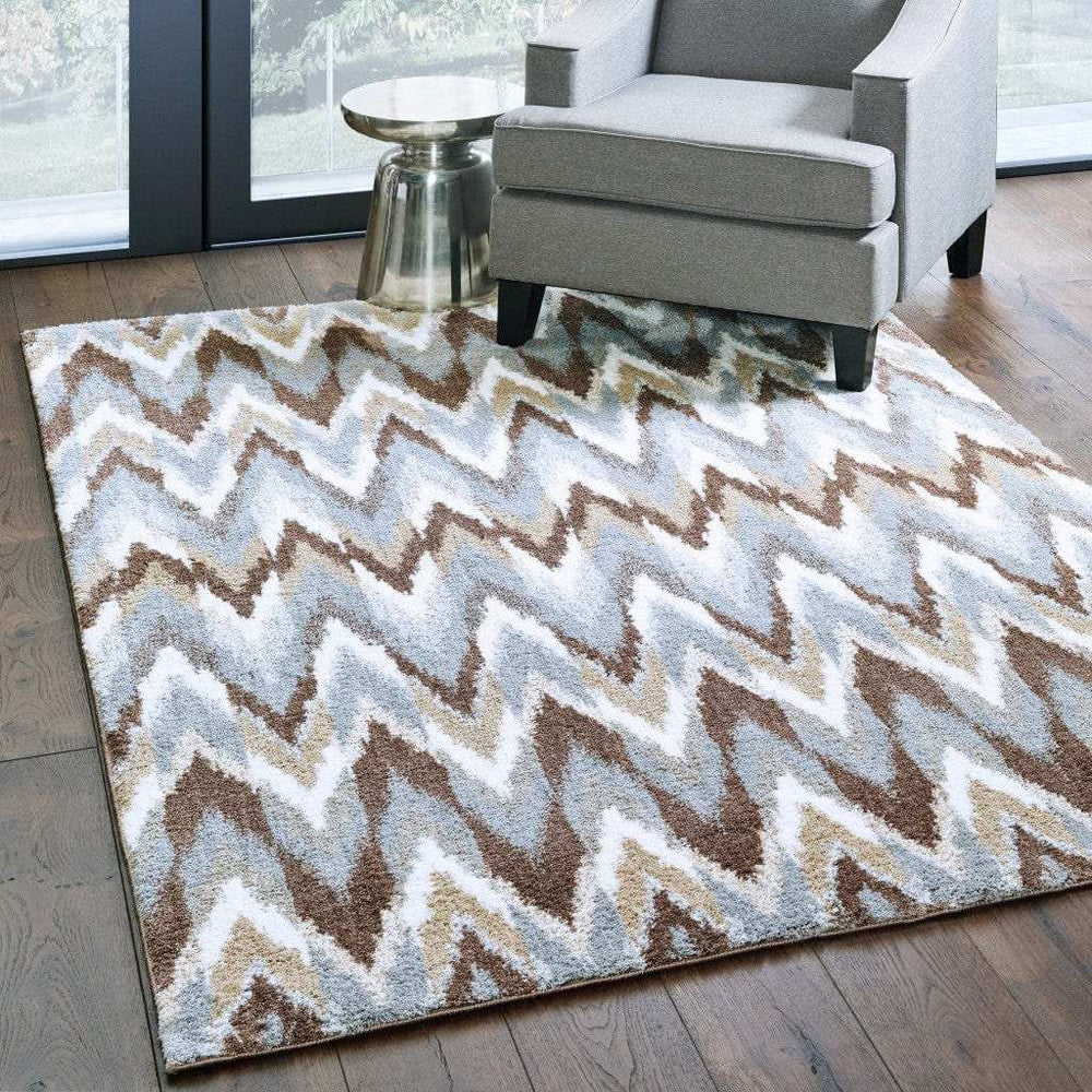 4' X 6' Gray And Taupe Ikat Pattern Area Rug - Homeroots - Flyclothing LLC