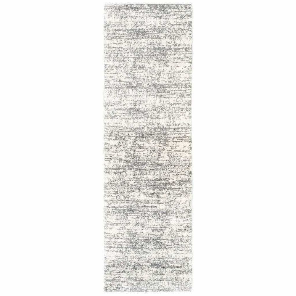 2' X 8' Ivory And Gray Abstract Strokes Runner Rug - Homeroots - Flyclothing LLC