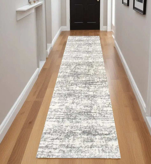 2' X 8' Ivory And Gray Abstract Strokes Runner Rug - Homeroots - Flyclothing LLC