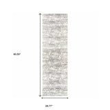 2' X 8' Ivory And Gray Abstract Strokes Runner Rug - Homeroots - Flyclothing LLC