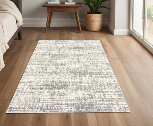 4' X 6' Ivory And Gray Abstract Strokes Area Rug - Homeroots - Flyclothing LLC