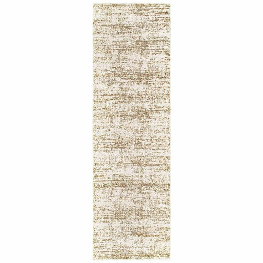 2' X 8' Ivory And Gray Abstract Strokes Runner Rug - Homeroots - Flyclothing LLC